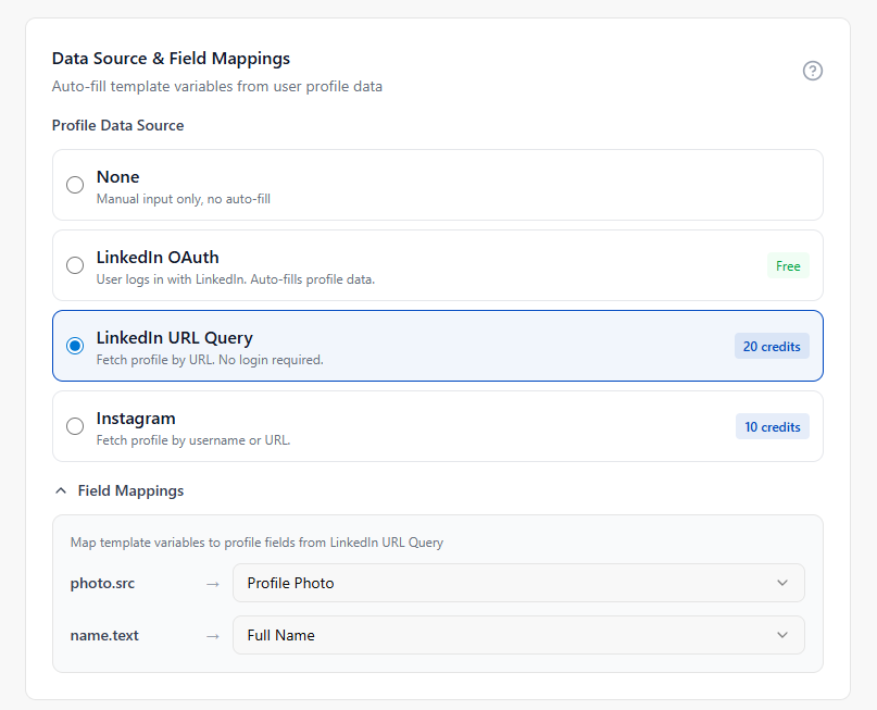 Data Source Selection and Field Mapping Configuration