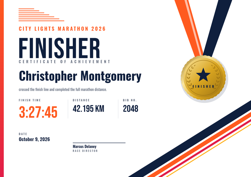 Marathon Finisher Certificate