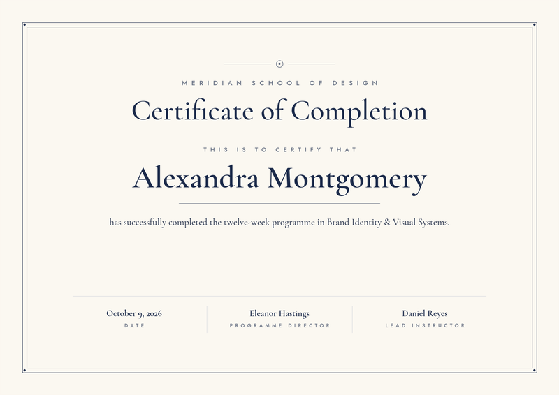 Ivory & Navy Fine-Line Certificate