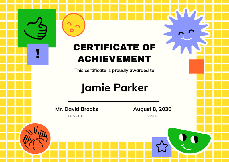 Playful Stickers Student Achievement Certificate