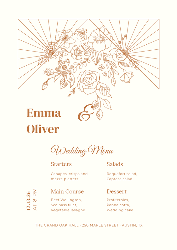 Rustic Floral Wedding Menu