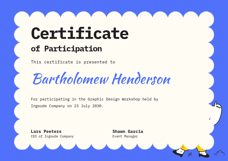 Blue Playful Participation Certificate