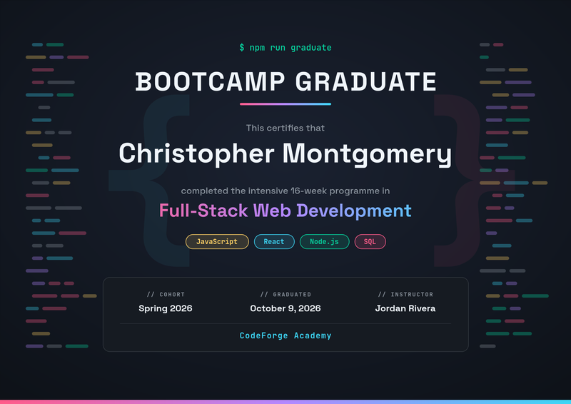 Coding Bootcamp Graduate Certificate