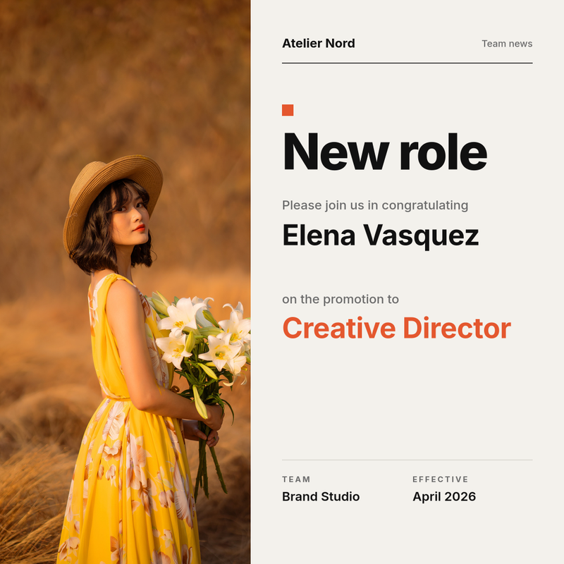 Minimal New Role Announcement Post