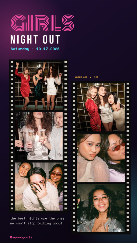 Girls Night Film Strip Story Collage