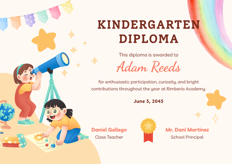 Kindergarten Diploma Certificate