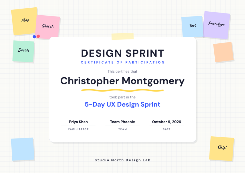 UX Design Sprint Workshop Certificate