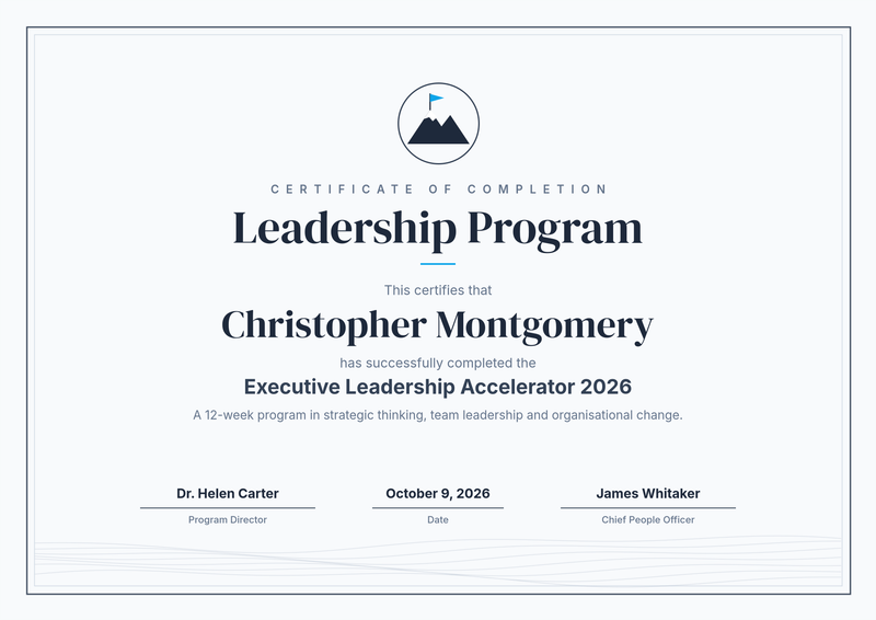 Minimal Slate Leadership Program Certificate