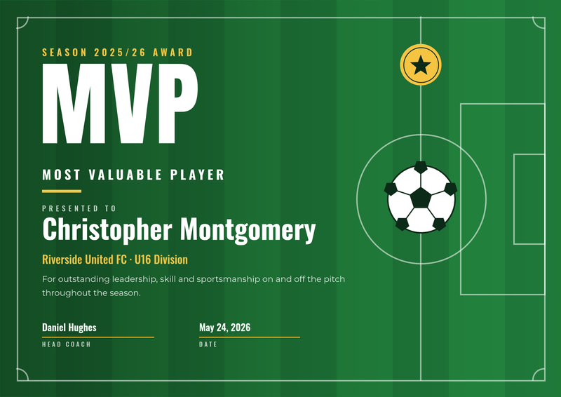 Football MVP Certificate