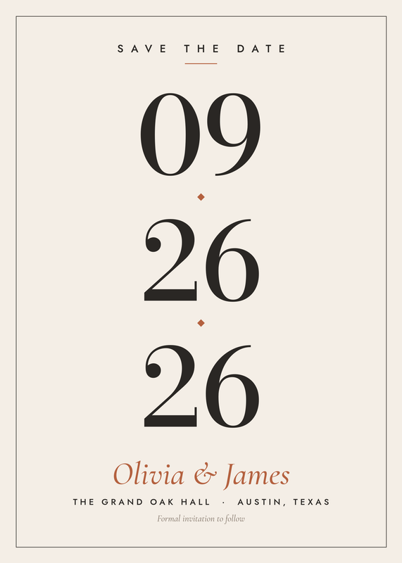 Modern Typographic Save the Date Card