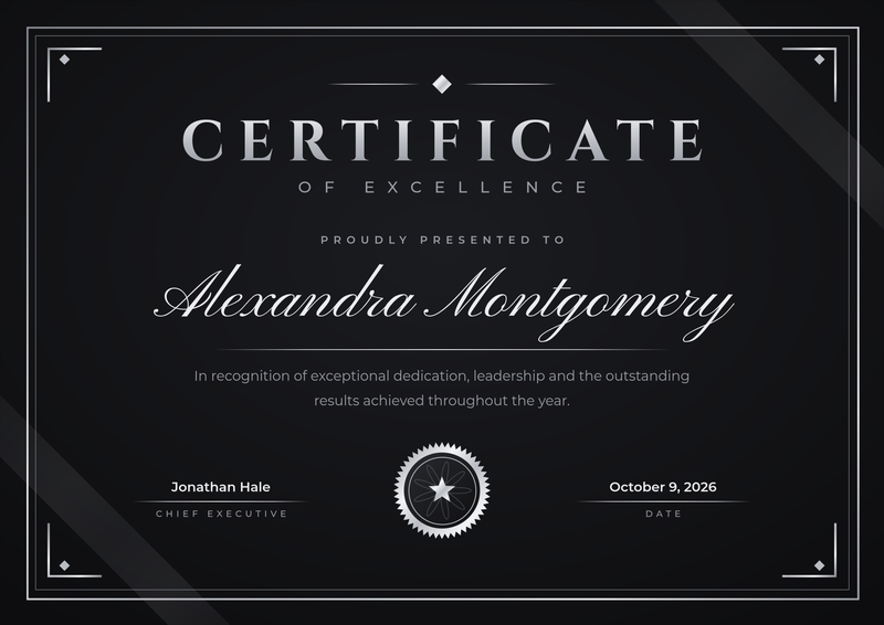 Black & Silver Elegant Certificate