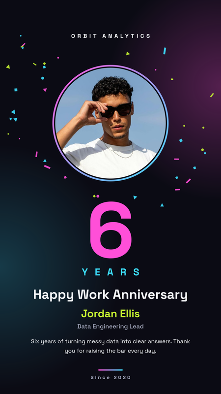 Neon Work Anniversary Instagram Story
