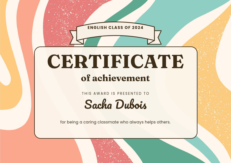Vintage Achievement Award Certificate