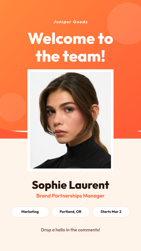 Welcome to the Team Instagram Story – Coral
