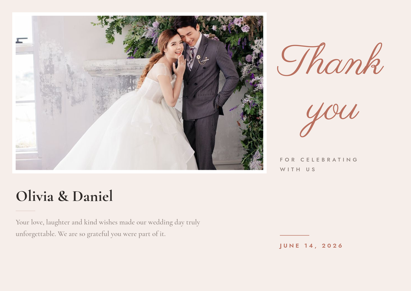 Photo Wedding Thank You Card