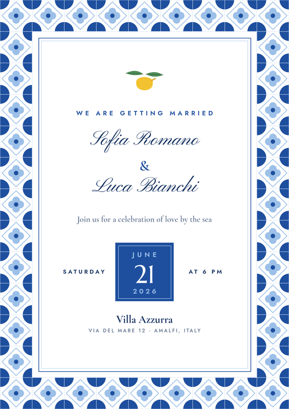 Mediterranean Tiles Wedding Invitation