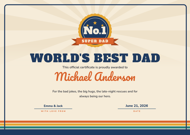 World's Best Dad Certificate