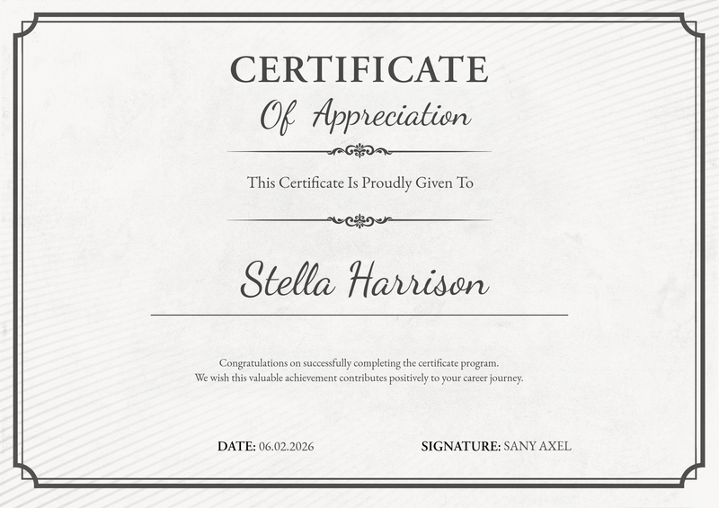 Minimalist Professional Certificate
