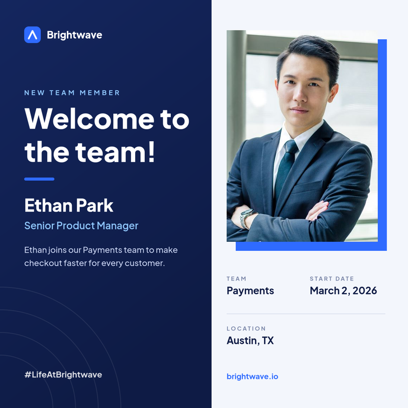 Welcome New Employee Instagram Post – Corporate Blue