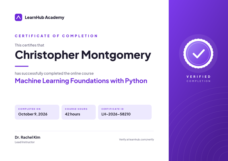 Violet Online Course Completion Certificate