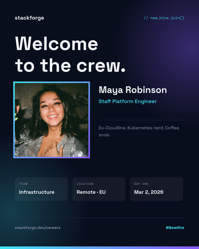 New Engineer Welcome Post – Dark Tech Glow