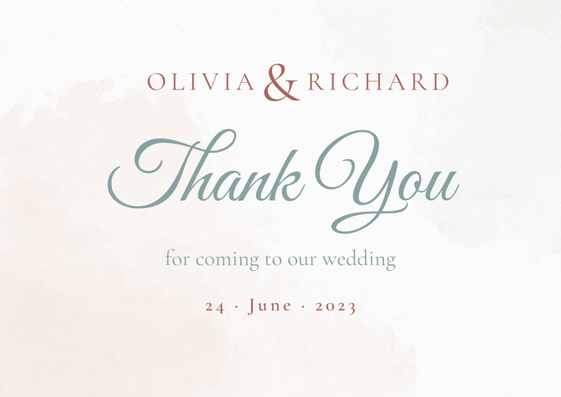 Watercolor Floral Wedding Thank You Card
