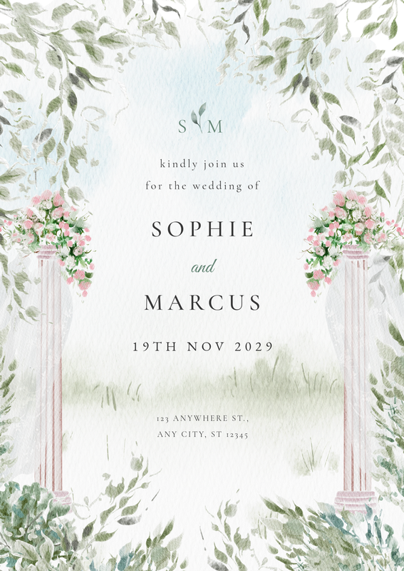 Watercolor Floral Wedding Invitation