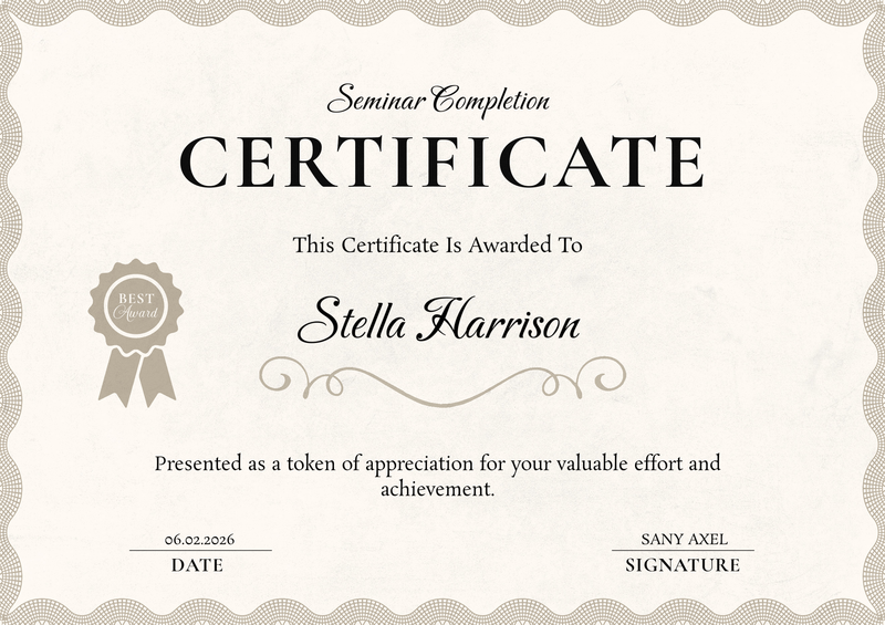 Classic Formal Certificate