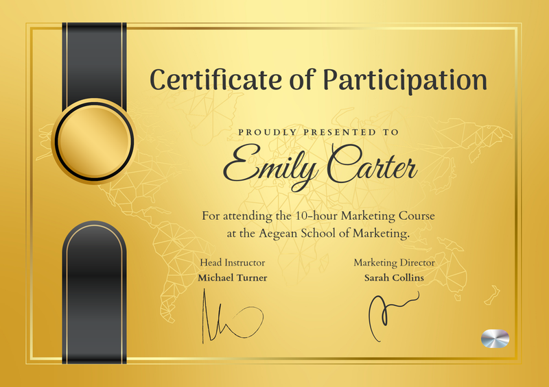 Gold Black Participation Certificate