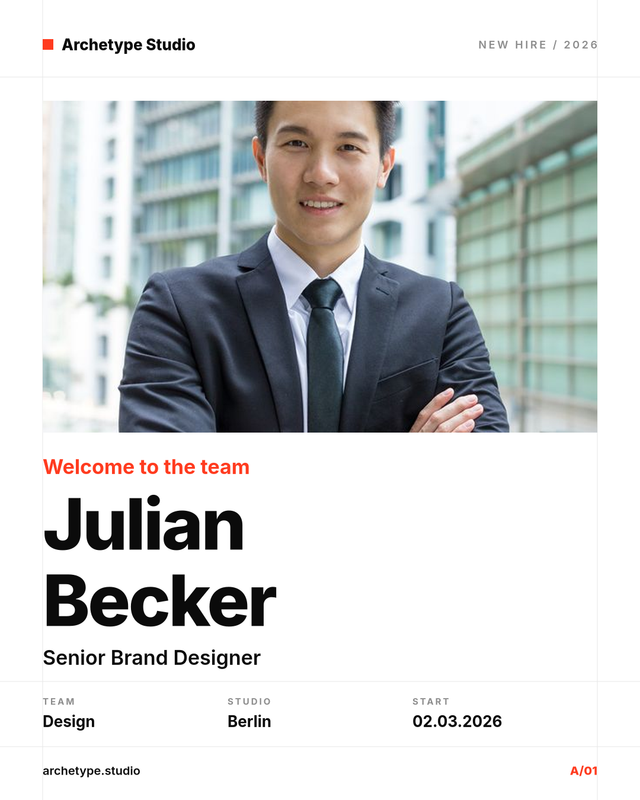 New Team Member Announcement Instagram Post – Swiss Minimal