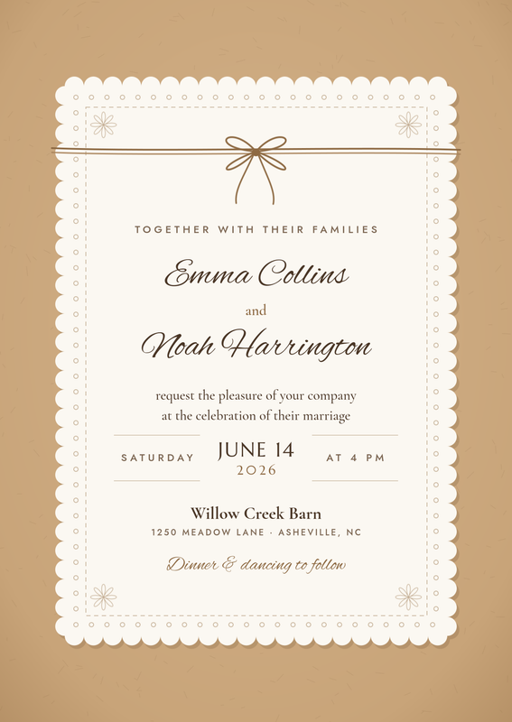 Rustic Kraft & Lace Wedding Invitation