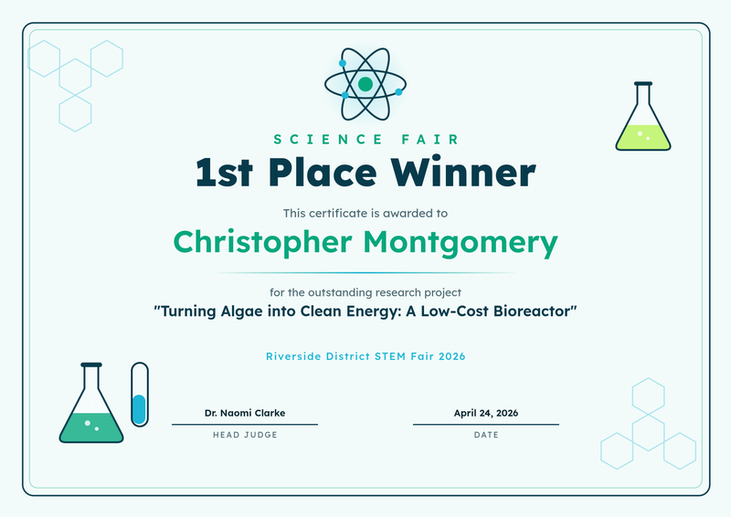 Science Fair Winner Certificate