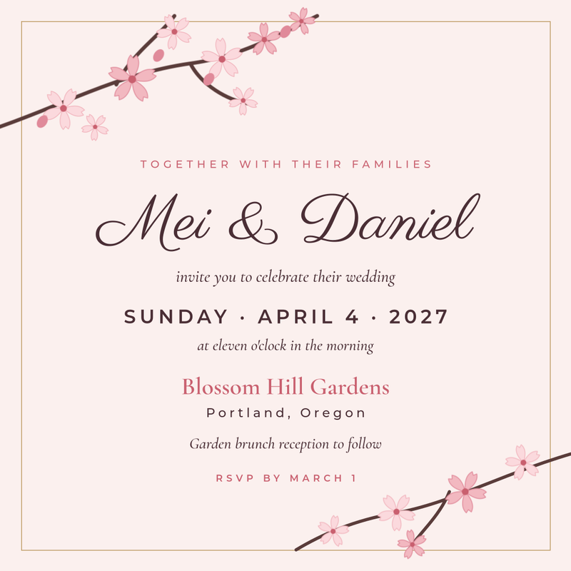 Cherry Blossom Wedding Invitation