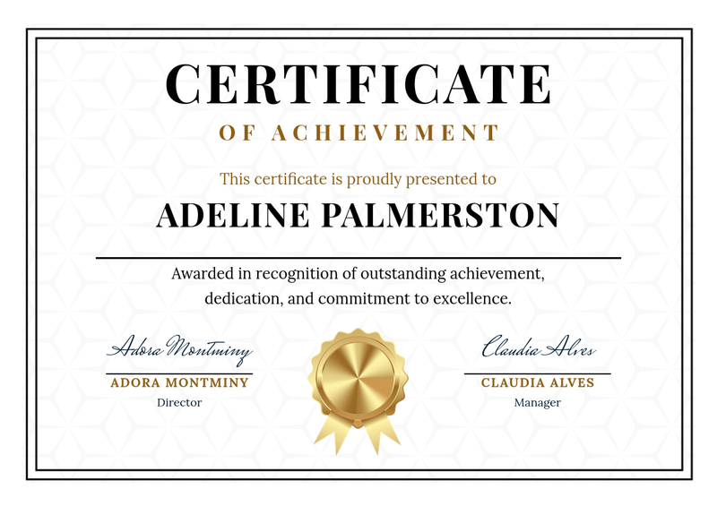 Elegant Black & Gold Achievement Certificate