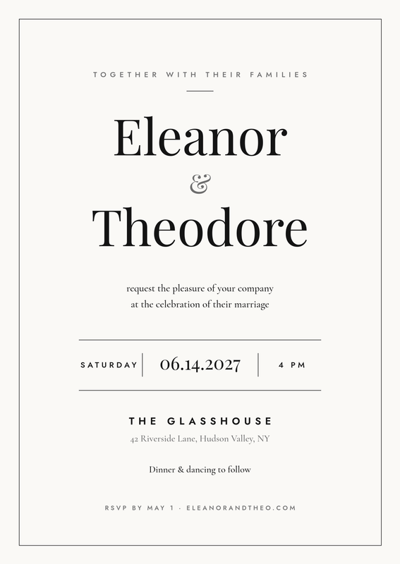 Modern Minimal Monochrome Wedding Invitation
