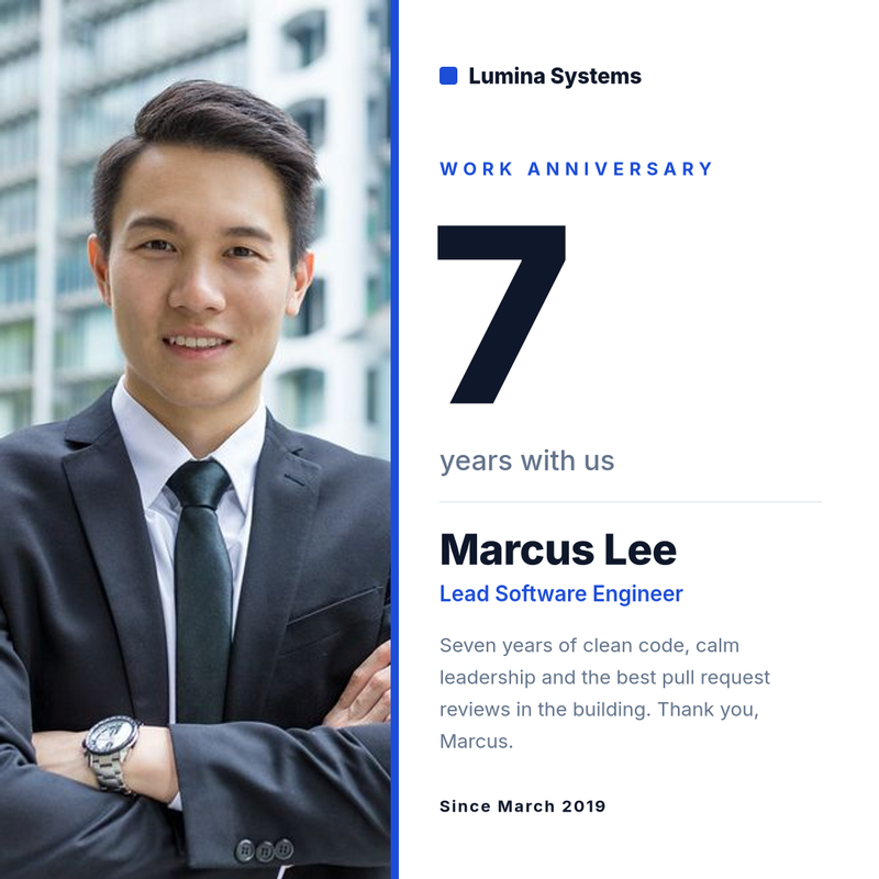 Minimal Corporate Work Anniversary Post
