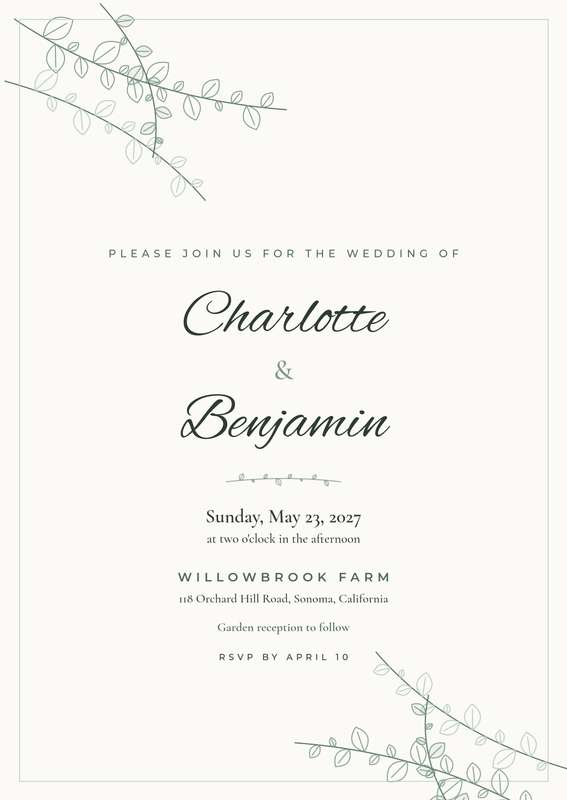 Eucalyptus Line-Art Wedding Invitation