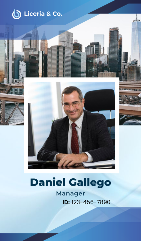 Blue and White Modern Business ID Card