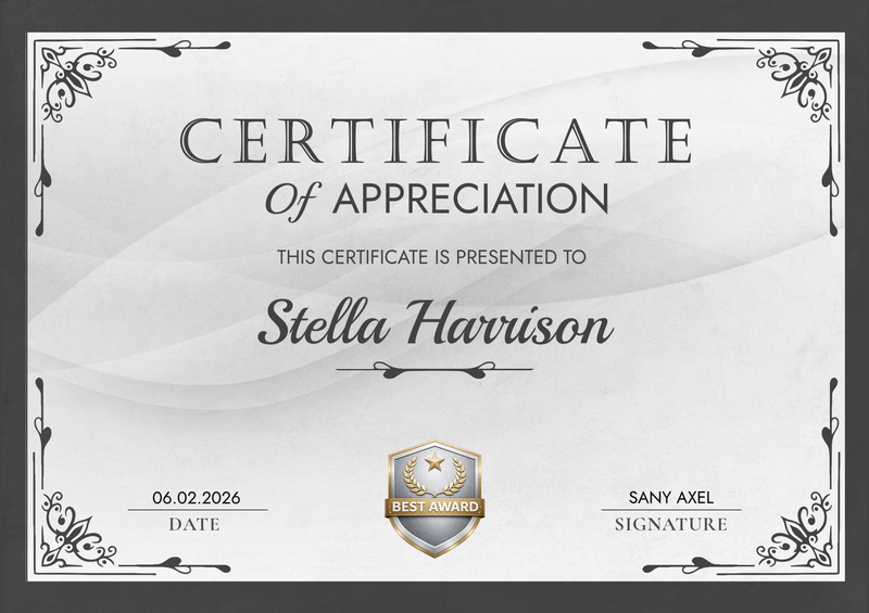 Classic Monochrome Certificate