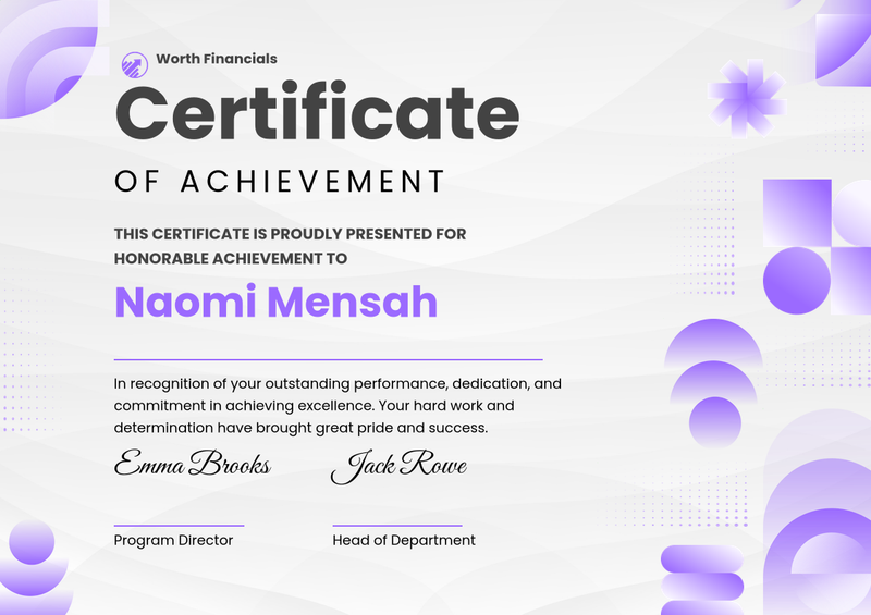 Purple and White Modern Achievement Certificate