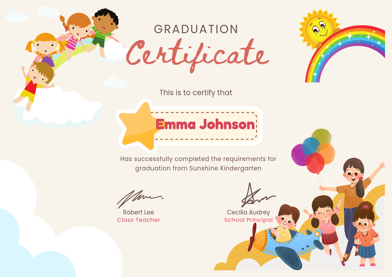 Pastel Kids Graduation Certificate