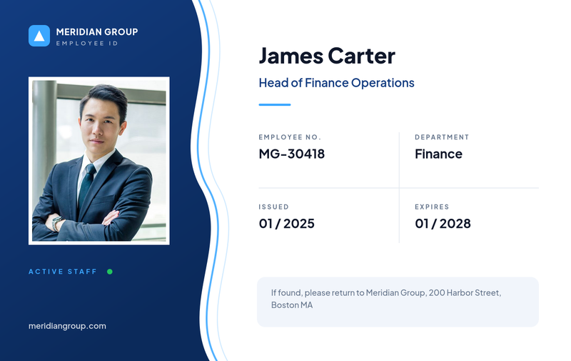 Corporate Blue Landscape Employee ID