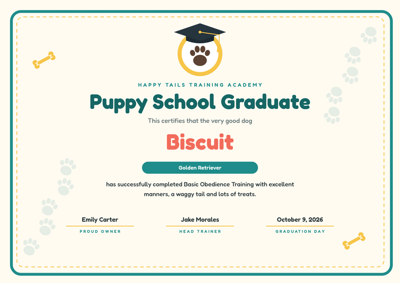 Puppy School Graduate Certificate