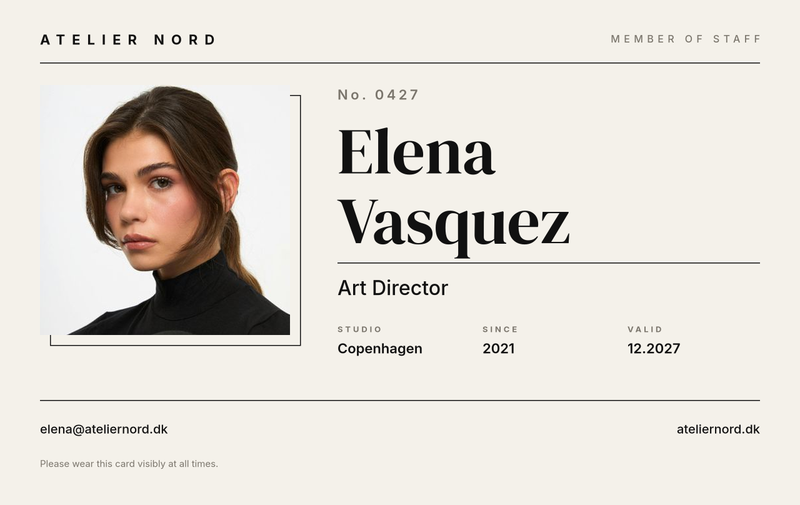 Minimal Monochrome Studio ID Card
