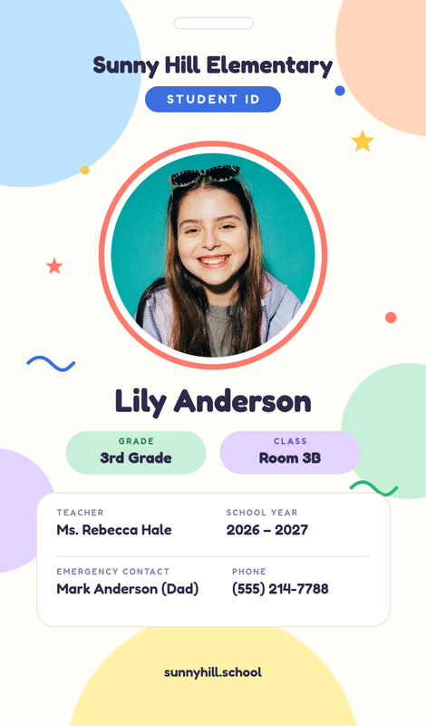 Playful Pastel Kids School ID Card