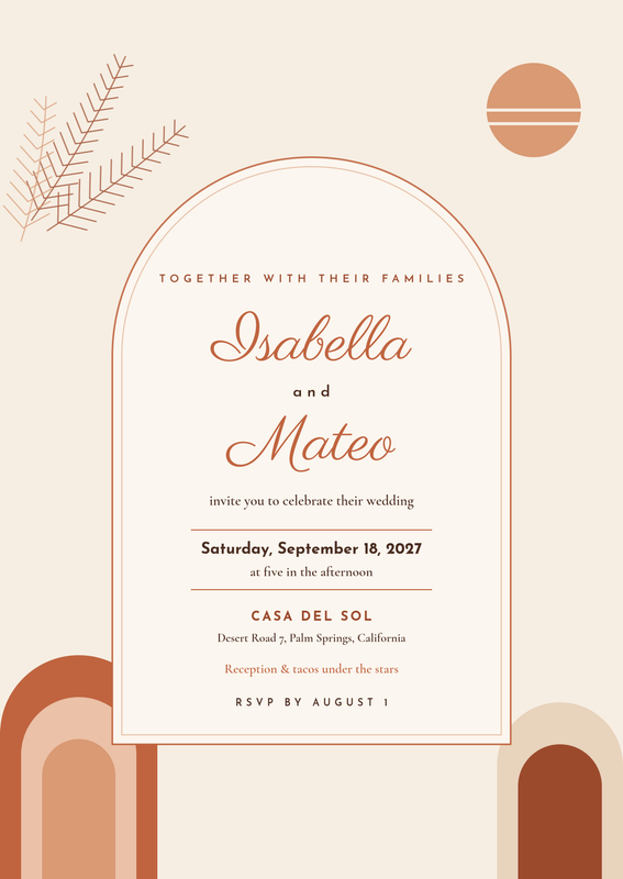 Boho Terracotta Arches Wedding Invitation