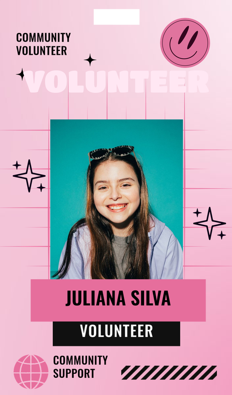 Pink Sparkle Volunteer Festival ID Card