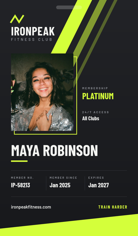 Neon Volt Gym Membership Card