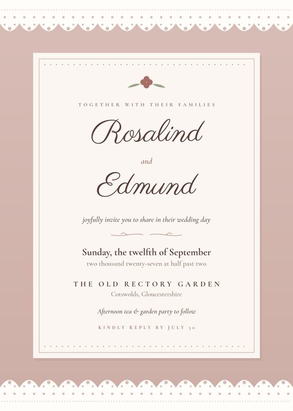 Vintage Lace Dusty Rose Wedding Invitation