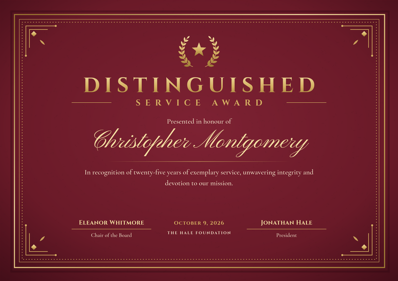 Burgundy Leather Distinguished Service Award